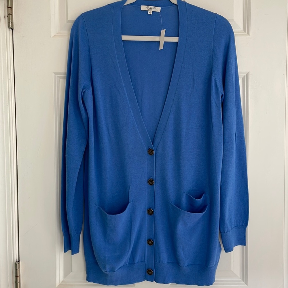 Blue lightweight 100% cotton cardigan